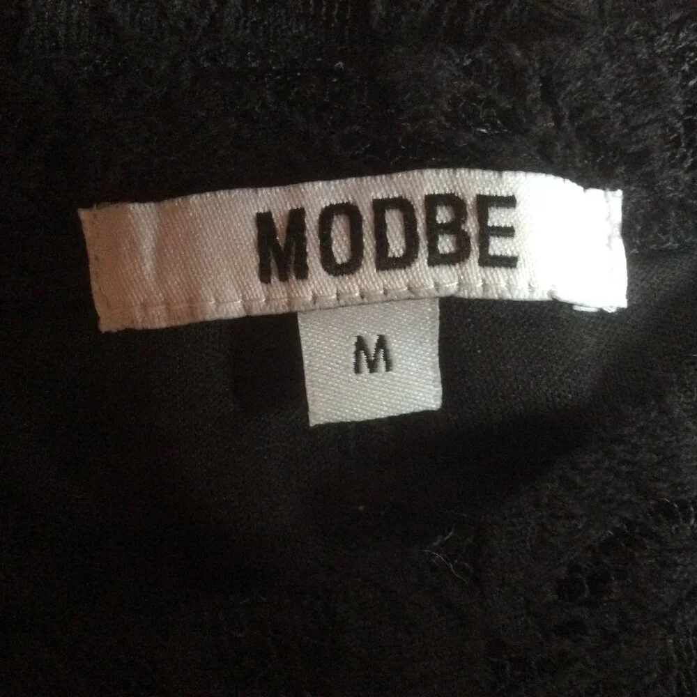 Modbe Black Floral Lace & Semi Sheer Mesh Classic Swing Lined Dress Size Medium - Picture 2 of 4